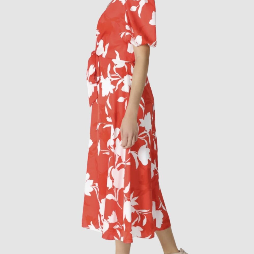 Julia Jordan balloon-sleeve orange dress, size 10 - Picture 2 of 5